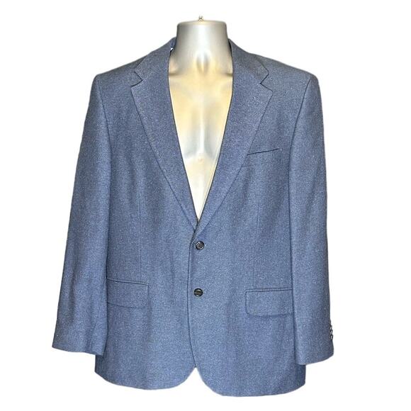 Vintage Lands' End Blue Silk Two Button Front Sports Coat Size 42R - Picture 1 of 10